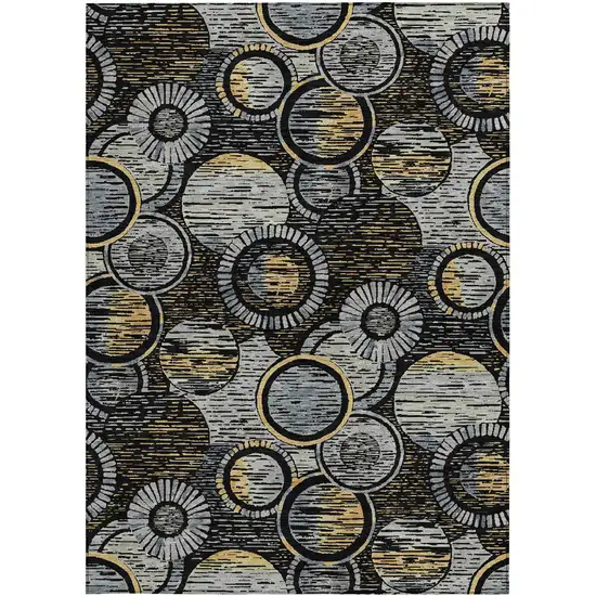 Black And Gold Geometric Washable Indoor Outdoor Area Rug Photo 3