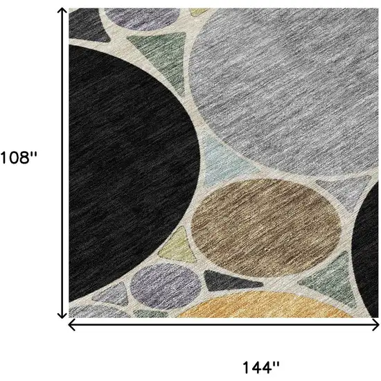 Black And Gold Geometric Washable Indoor Outdoor Area Rug Photo 5