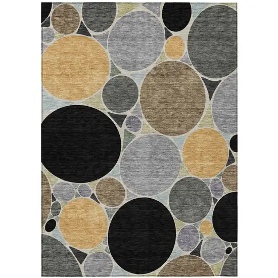 Black And Gold Geometric Washable Indoor Outdoor Area Rug Photo 4