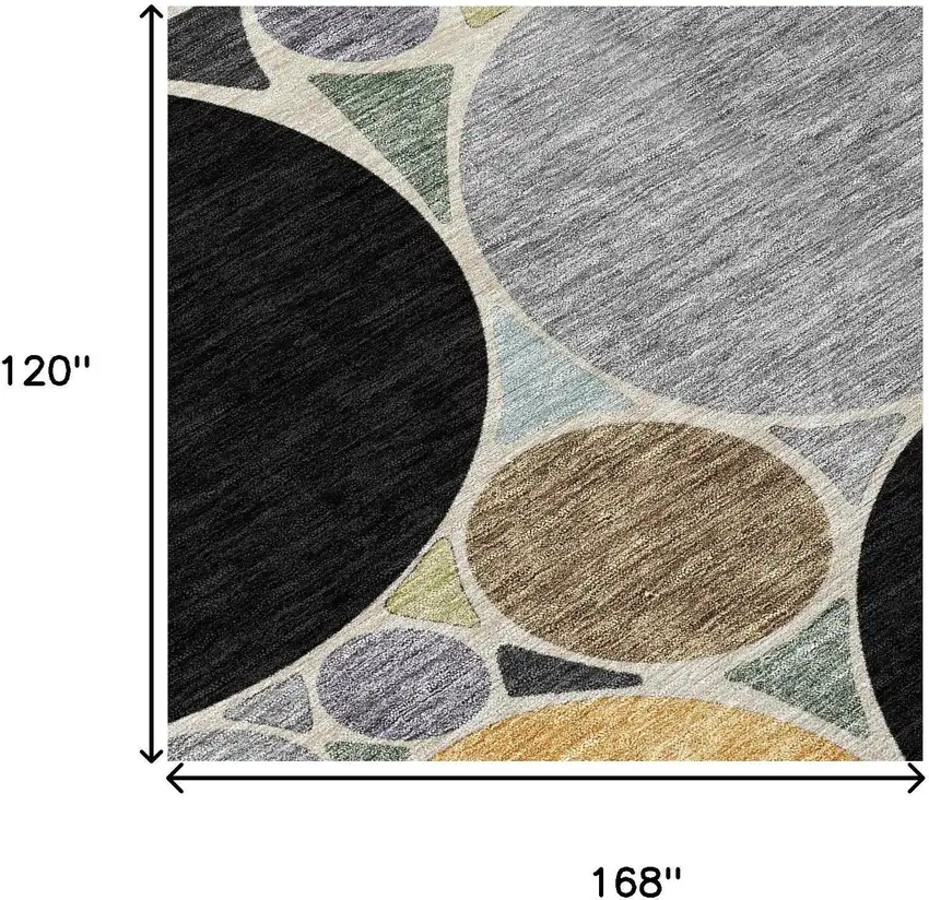 Black And Gold Geometric Washable Indoor Outdoor Area Rug Photo 5