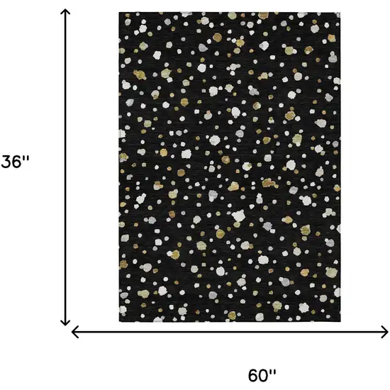 Black And Gold Geometric Washable Indoor Outdoor Area Rug Photo 7
