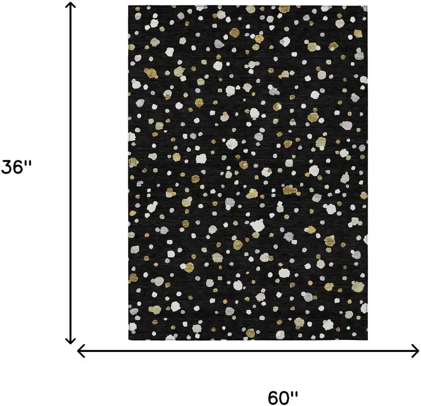 Black And Gold Geometric Washable Indoor Outdoor Area Rug Photo 7