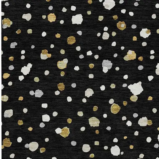 Black And Gold Geometric Washable Indoor Outdoor Area Rug Photo 3