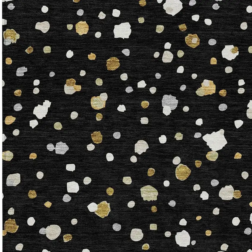 Black And Gold Geometric Washable Indoor Outdoor Area Rug Photo 3