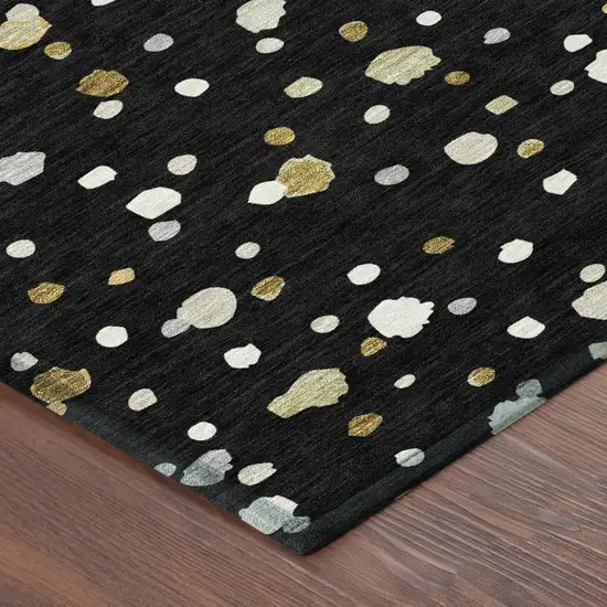 Black And Gold Geometric Washable Indoor Outdoor Area Rug Photo 5