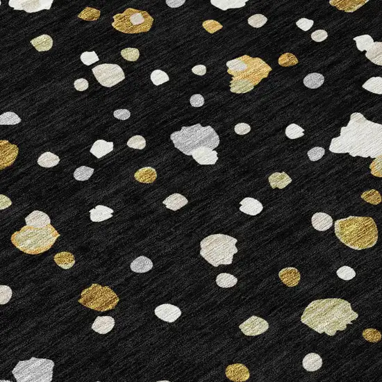 Black And Gold Geometric Washable Indoor Outdoor Area Rug Photo 6
