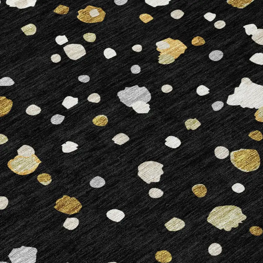 Black And Gold Geometric Washable Indoor Outdoor Area Rug Photo 6