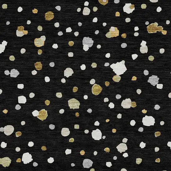 Black And Gold Geometric Washable Indoor Outdoor Area Rug Photo 3