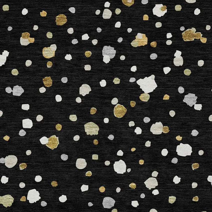 Black And Gold Geometric Washable Indoor Outdoor Area Rug Photo 3