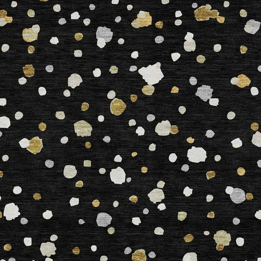 Black And Gold Geometric Washable Indoor Outdoor Area Rug Photo 3