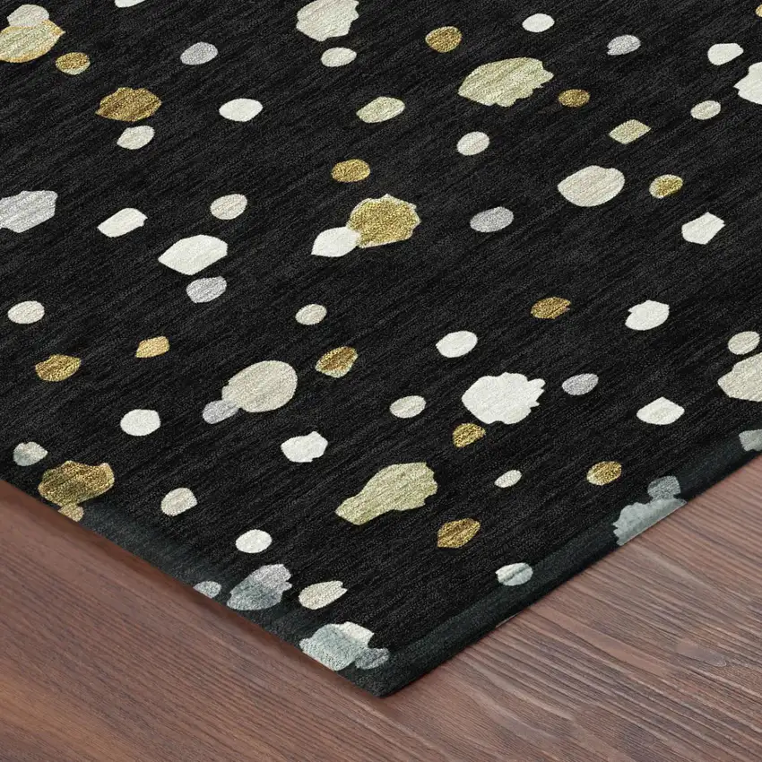 Black And Gold Geometric Washable Indoor Outdoor Area Rug Photo 5