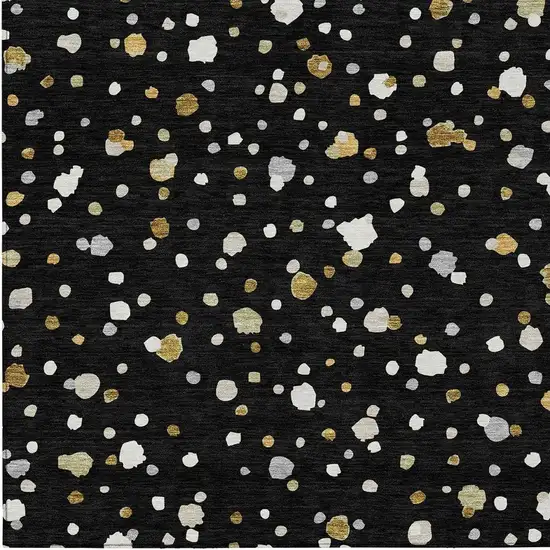 Black And Gold Geometric Washable Indoor Outdoor Area Rug Photo 4