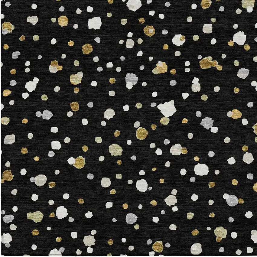 Black And Gold Geometric Washable Indoor Outdoor Area Rug Photo 4