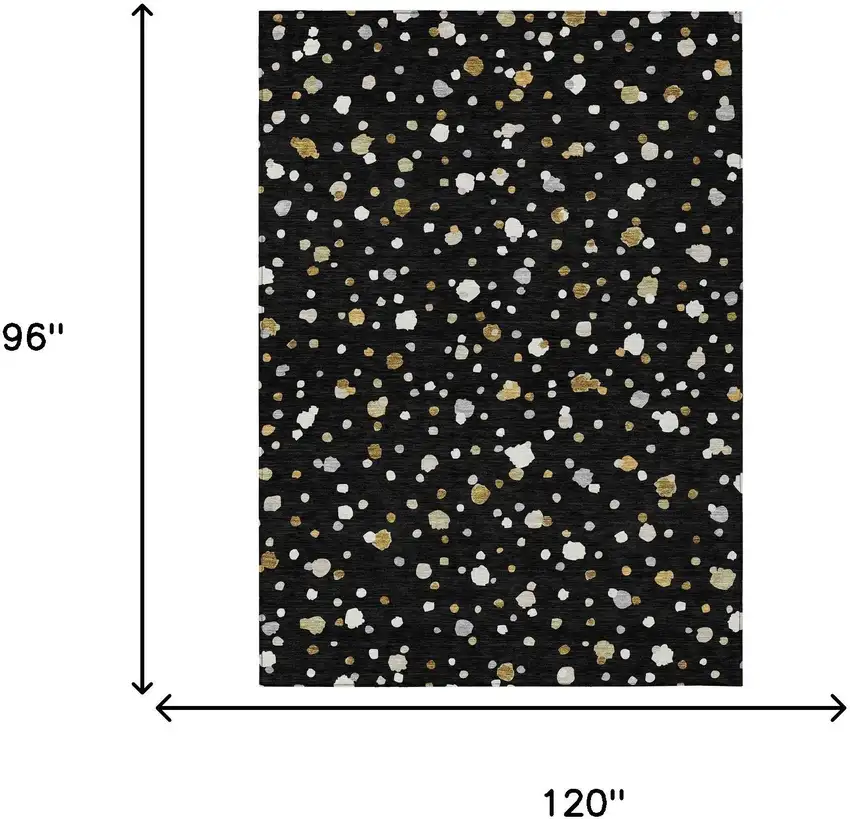 Black And Gold Geometric Washable Indoor Outdoor Area Rug Photo 7