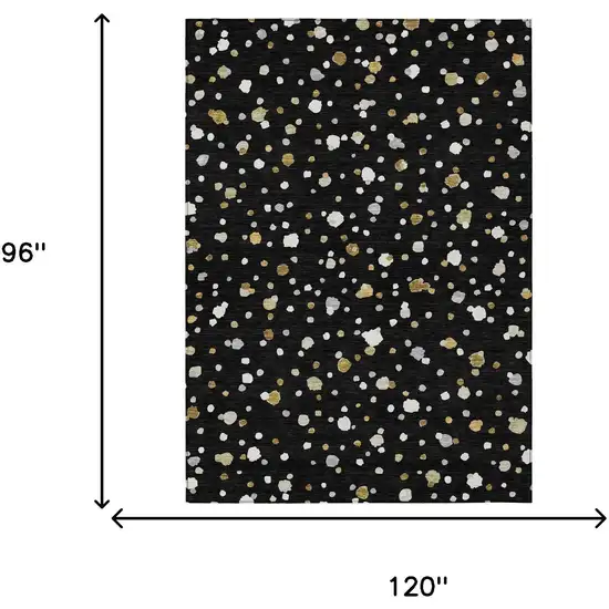 Black And Gold Geometric Washable Indoor Outdoor Area Rug Photo 7