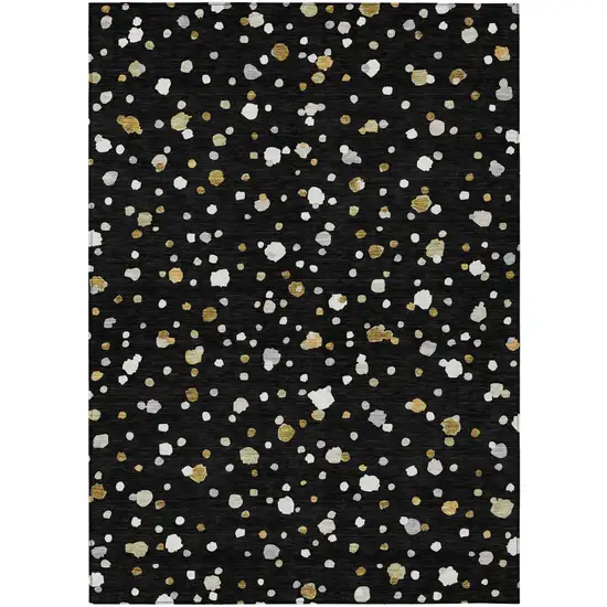 Black And Gold Geometric Washable Indoor Outdoor Area Rug Photo 2