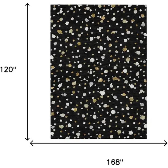 Black And Gold Geometric Washable Indoor Outdoor Area Rug Photo 7
