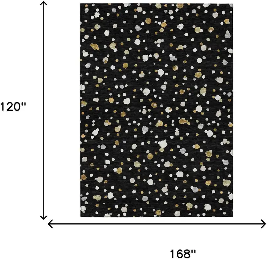 Black And Gold Geometric Washable Indoor Outdoor Area Rug Photo 7