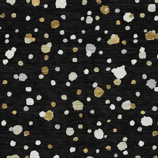 Black And Gold Geometric Washable Indoor Outdoor Area Rug Photo 3