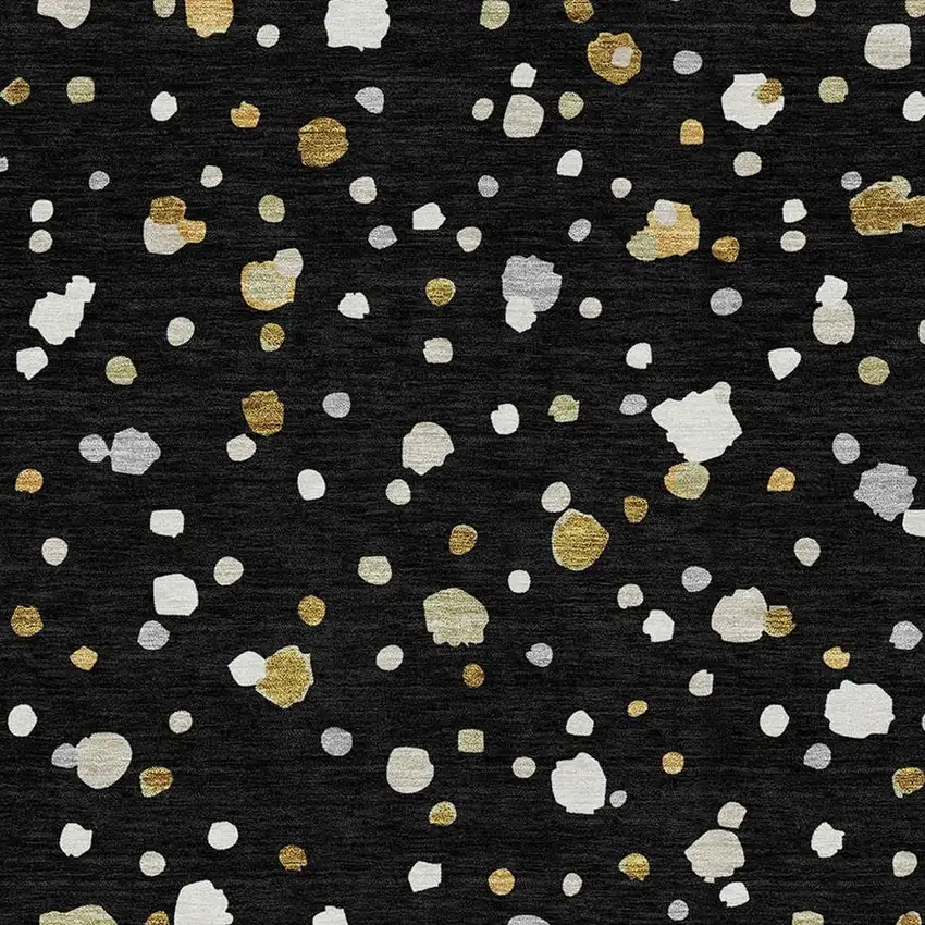 Black And Gold Geometric Washable Indoor Outdoor Area Rug Photo 3