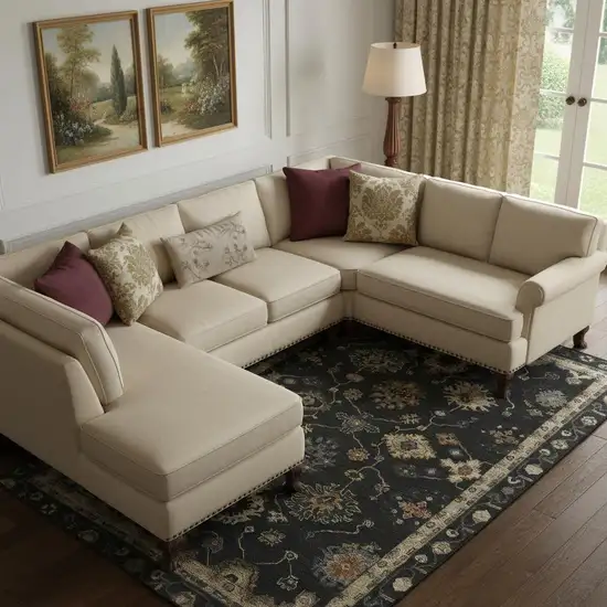 Black And Gold Oriental Washable Area Rug With UV Protection Photo 2