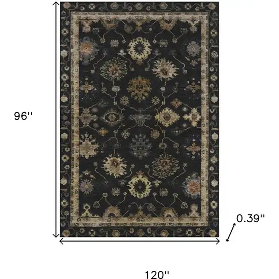 Black And Gold Oriental Washable Area Rug With UV Protection Photo 9