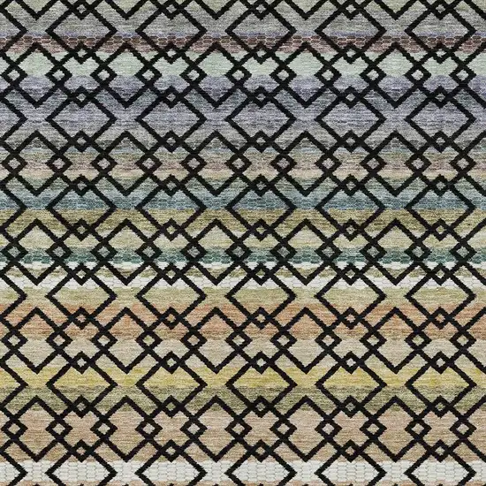 Black And Gold Striped Washable Indoor Outdoor Area Rug Photo 3