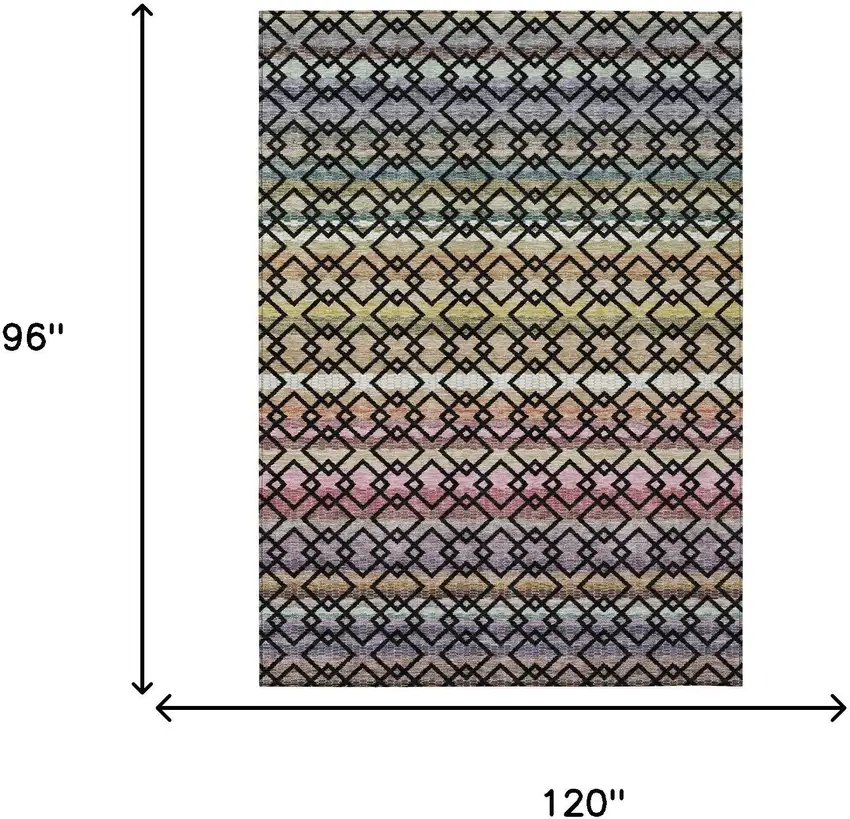Black And Gold Striped Washable Indoor Outdoor Area Rug Photo 7