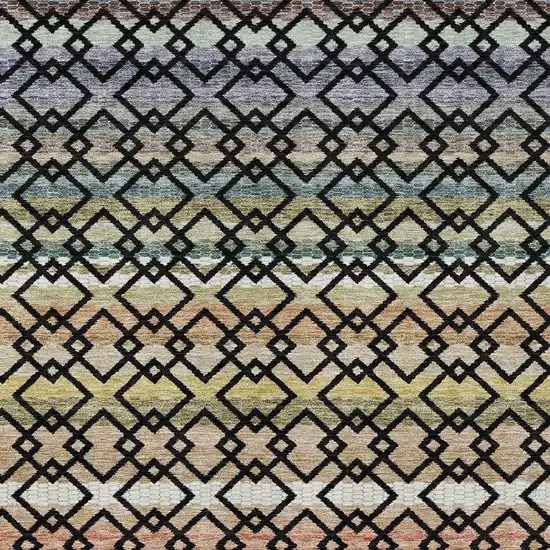 Black And Gold Striped Washable Indoor Outdoor Area Rug Photo 3
