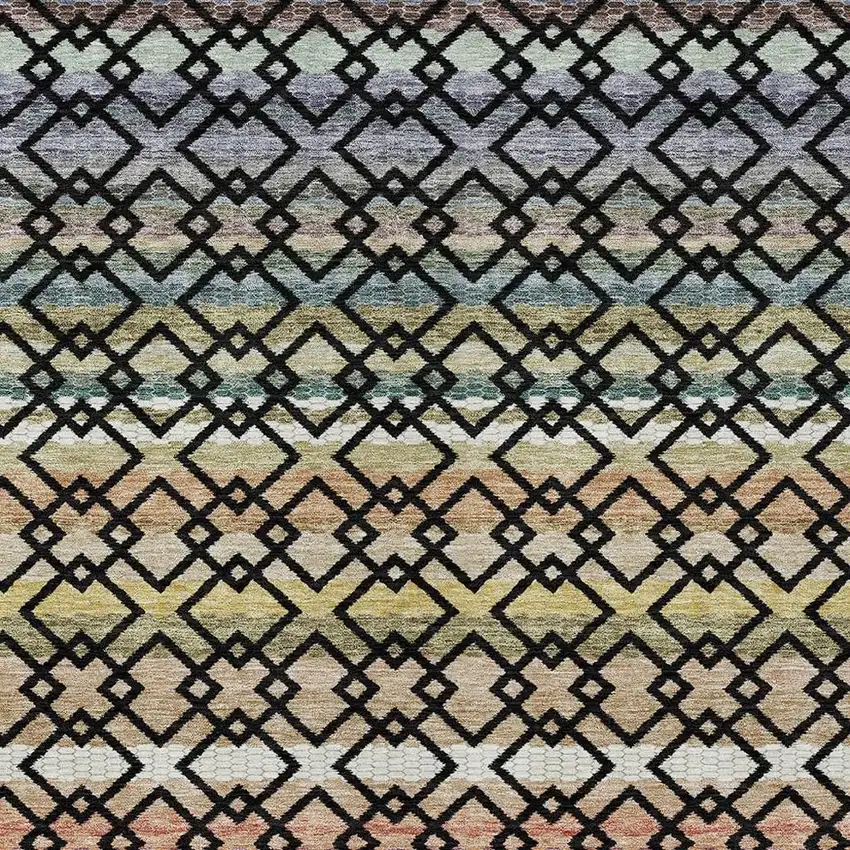 Black And Gold Striped Washable Indoor Outdoor Area Rug Photo 3