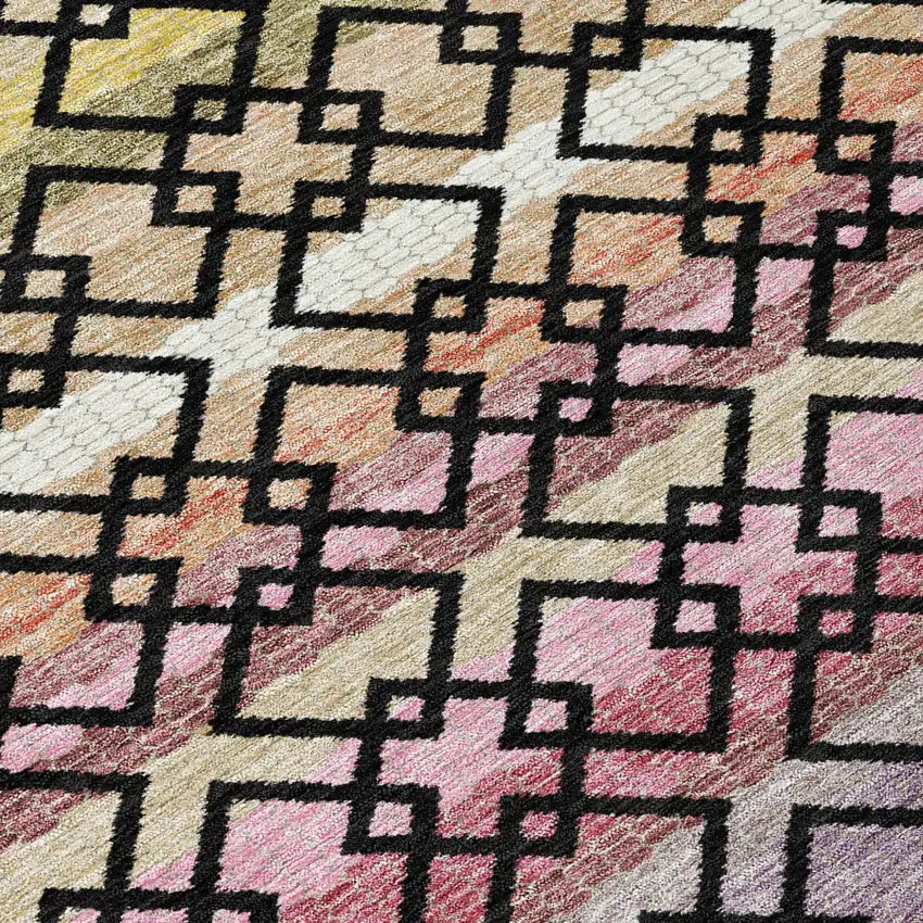 Black And Gold Striped Washable Indoor Outdoor Area Rug Photo 6