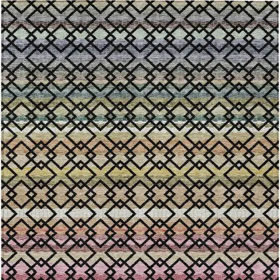 Black And Gold Striped Washable Indoor Outdoor Area Rug Photo 4