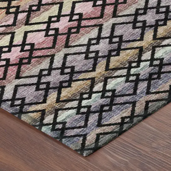 Black And Gold Striped Washable Indoor Outdoor Area Rug Photo 5