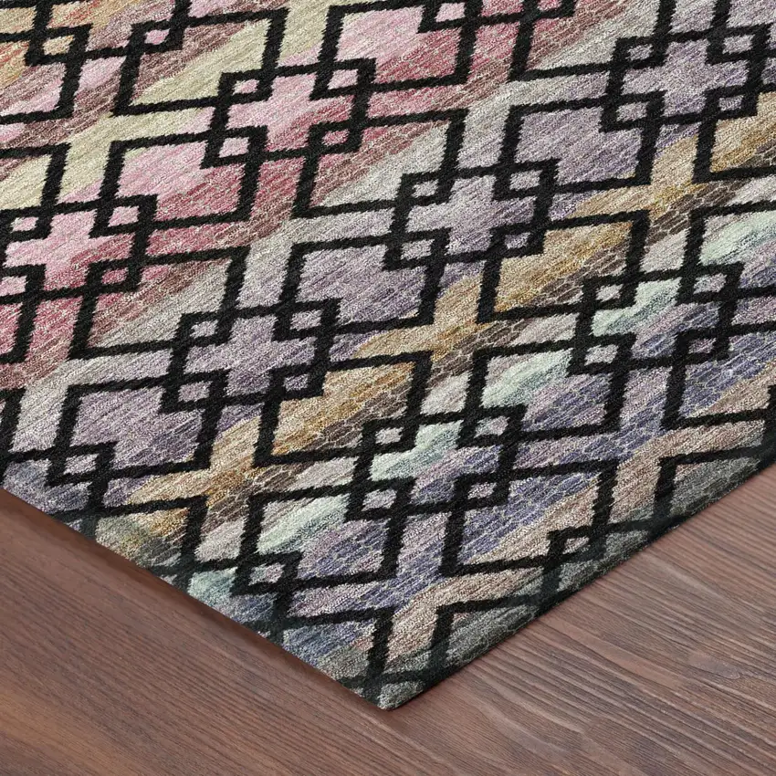 Black And Gold Striped Washable Indoor Outdoor Area Rug Photo 5