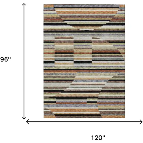 Black And Gold Striped Washable Indoor Outdoor Area Rug Photo 6