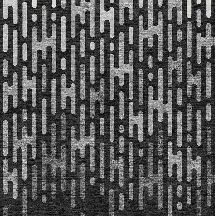 Black And Granite Gray Abstract Washable Indoor Outdoor Area Rug Photo 3