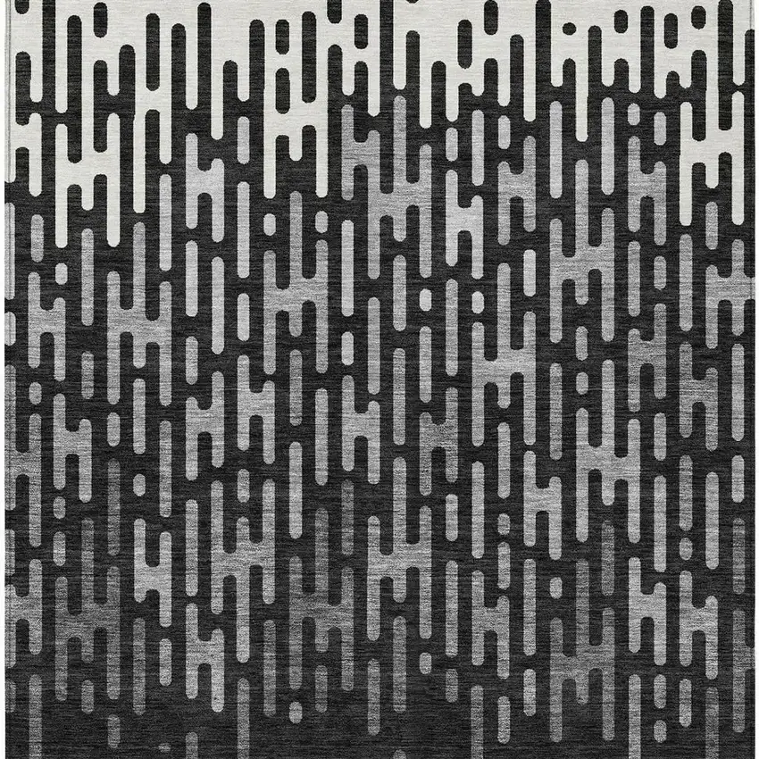 Black And Granite Gray Abstract Washable Indoor Outdoor Area Rug Photo 4