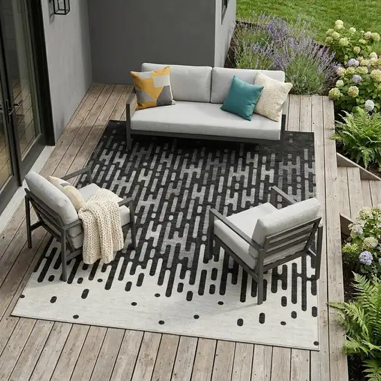 Black And Granite Gray Abstract Washable Indoor Outdoor Area Rug Photo 1