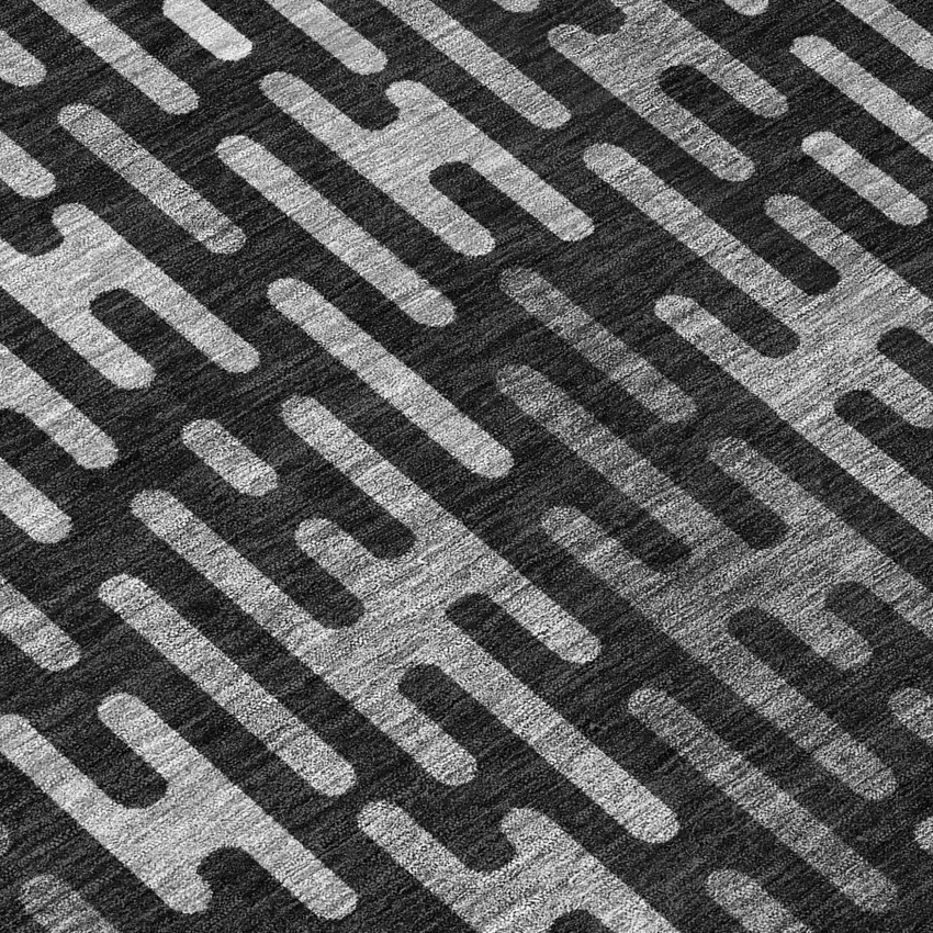 Black And Granite Gray Abstract Washable Indoor Outdoor Area Rug Photo 6