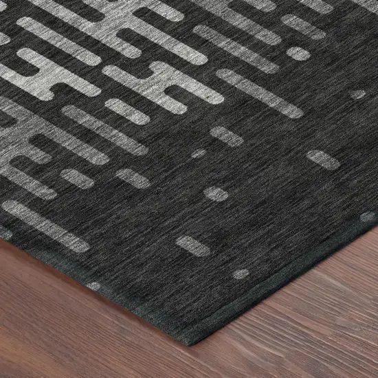 Black And Granite Gray Abstract Washable Indoor Outdoor Area Rug Photo 5