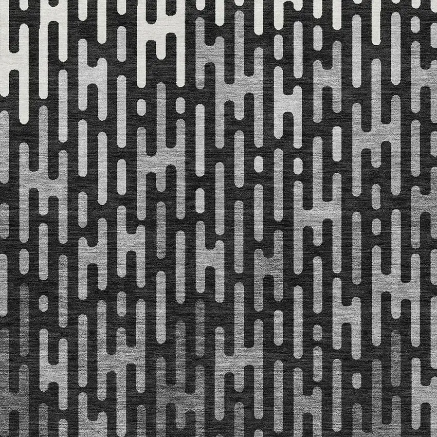 Black And Granite Gray Abstract Washable Indoor Outdoor Area Rug Photo 3