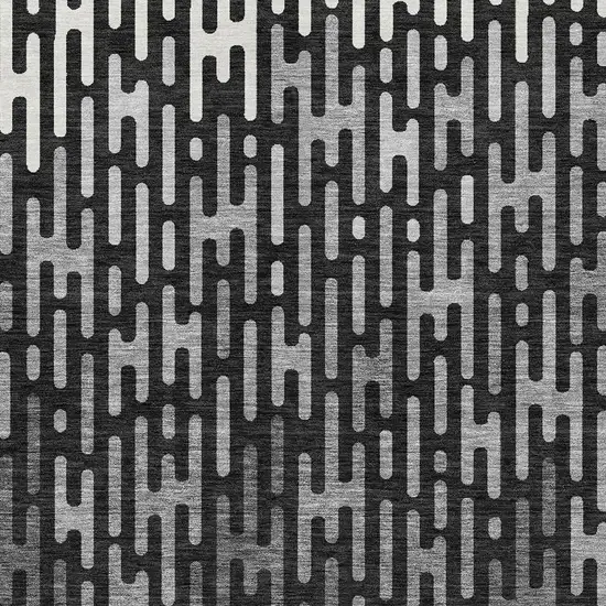 Black And Granite Gray Abstract Washable Indoor Outdoor Area Rug Photo 3