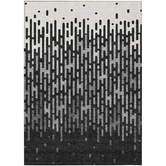 Black And Granite Gray Abstract Washable Indoor Outdoor Area Rug Photo 2