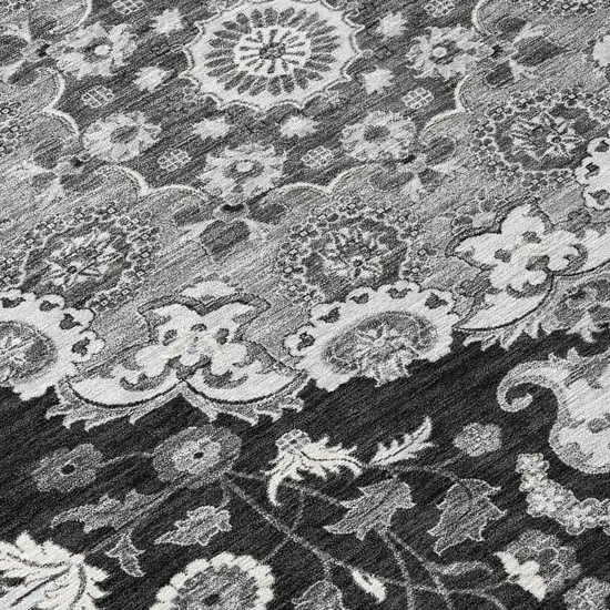 Black And Granite Gray Damask Washable Indoor Outdoor Area Rug Photo 5