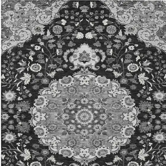 Black And Granite Gray Damask Washable Indoor Outdoor Area Rug Photo 3