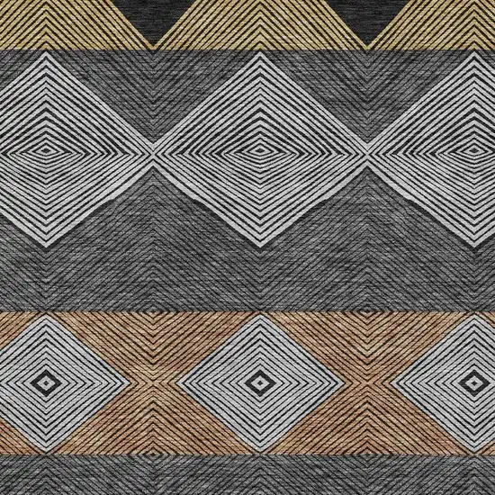 Black And Granite Gray Geometric Washable Indoor Outdoor Area Rug Photo 2