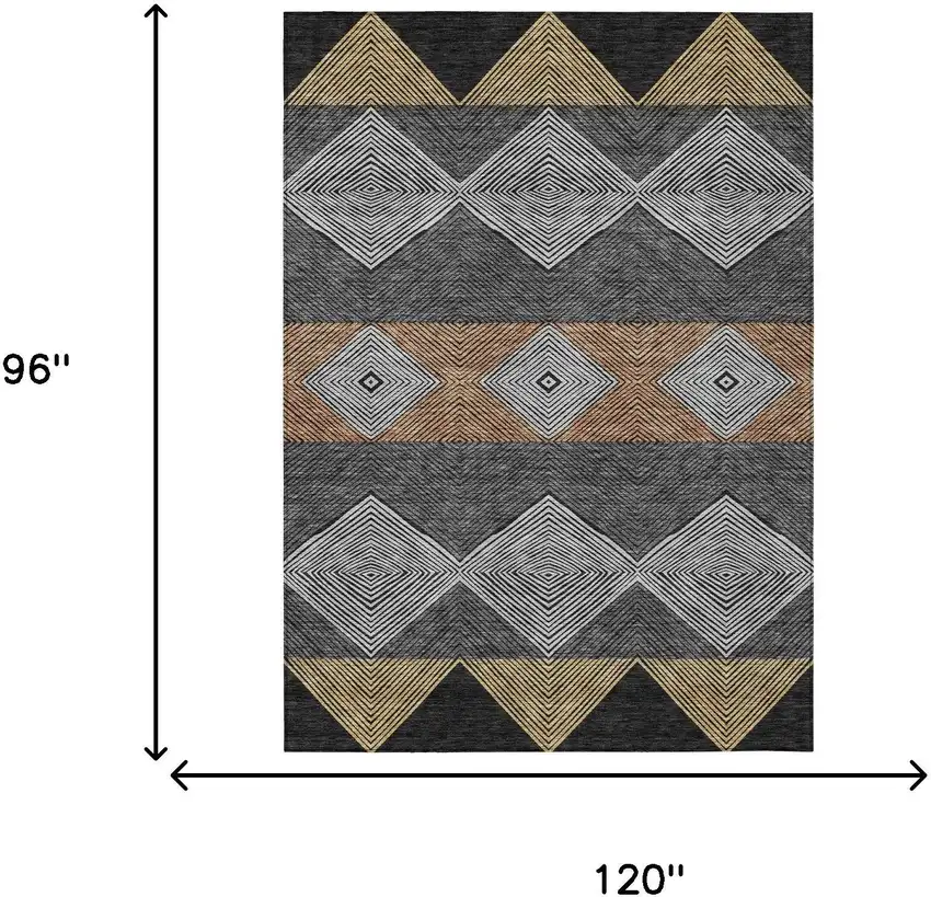 Black And Granite Gray Geometric Washable Indoor Outdoor Area Rug Photo 7