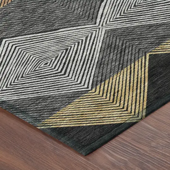 Black And Granite Gray Geometric Washable Indoor Outdoor Area Rug Photo 7