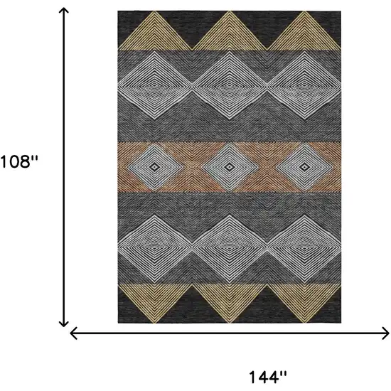 Black And Granite Gray Geometric Washable Indoor Outdoor Area Rug Photo 8