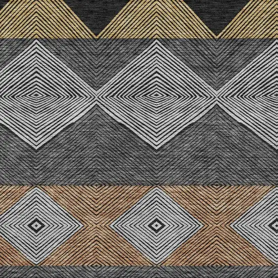 Black And Granite Gray Geometric Washable Indoor Outdoor Area Rug Photo 2